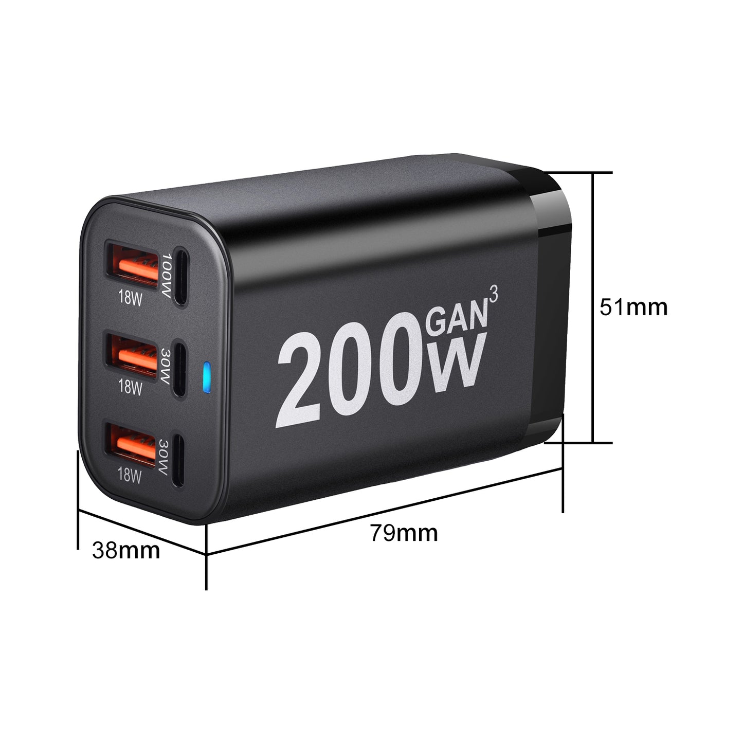 USB C Fast 100W 4-Port Charging Fast GaN Charger Power Adapter For iPhone 14/13/12 Series, Samsung Galaxy S23/S22/S21