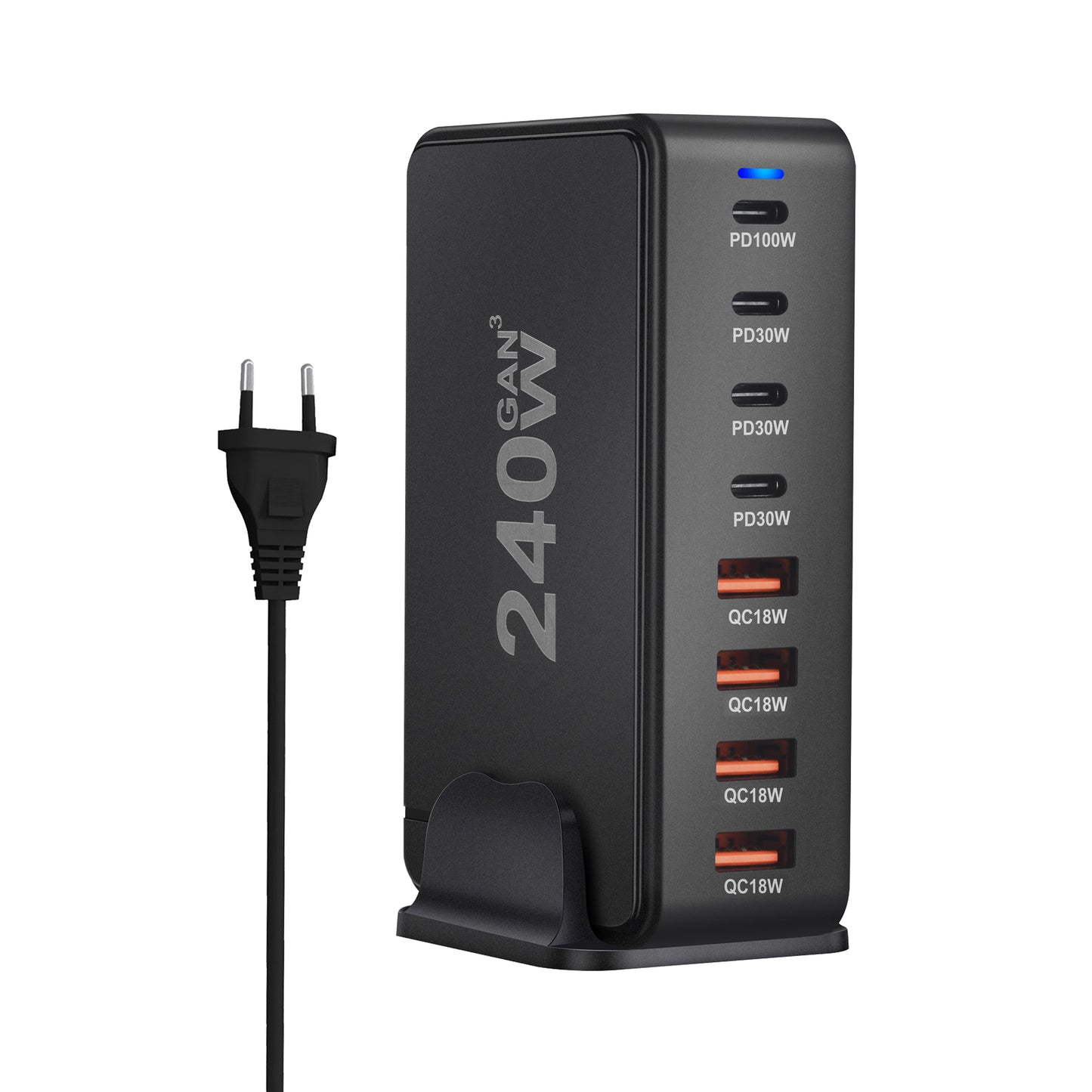 240W Desktop GaN Charger 8-port USB Type C PD Charger Fast Charge 3.0 USB Type C Fast Charger Mobile USB Charger