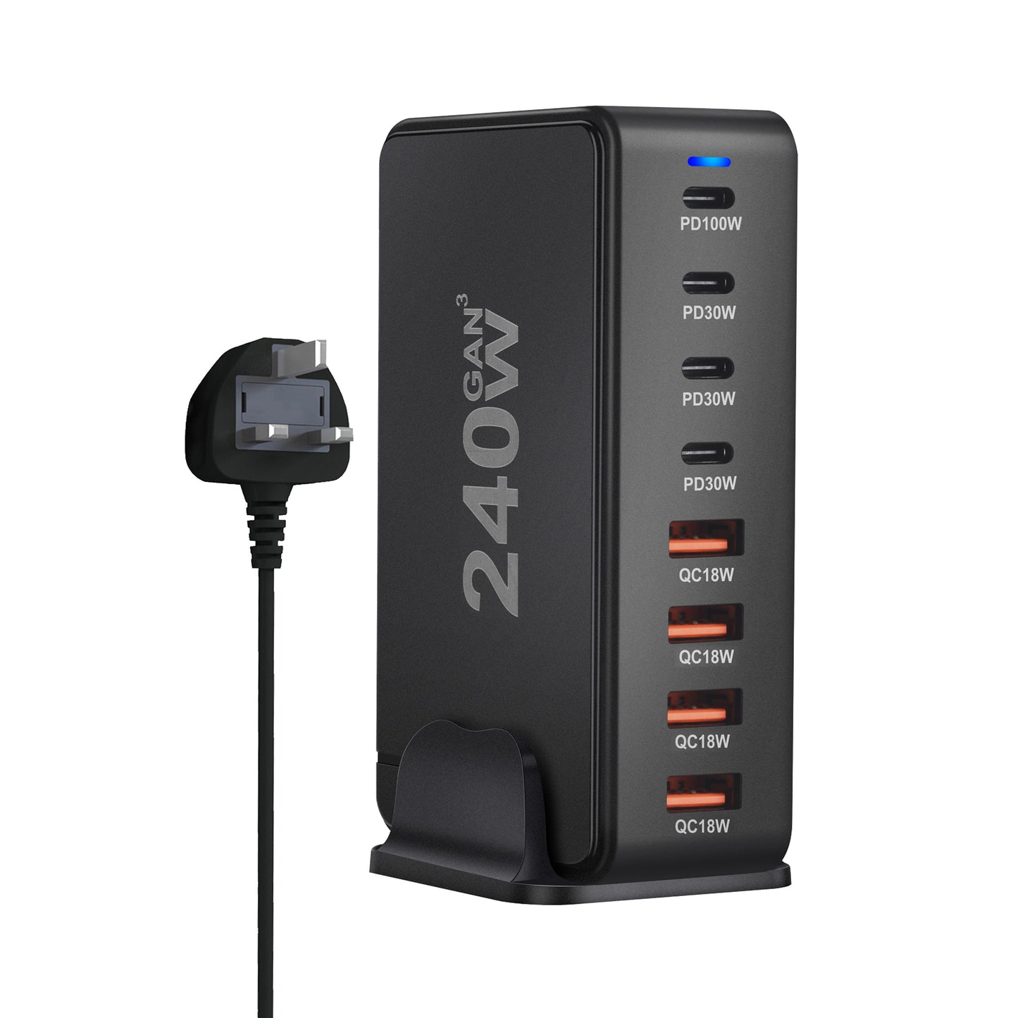 240W Desktop GaN Charger 8-port USB Type C PD Charger Fast Charge 3.0 USB Type C Fast Charger Mobile USB Charger