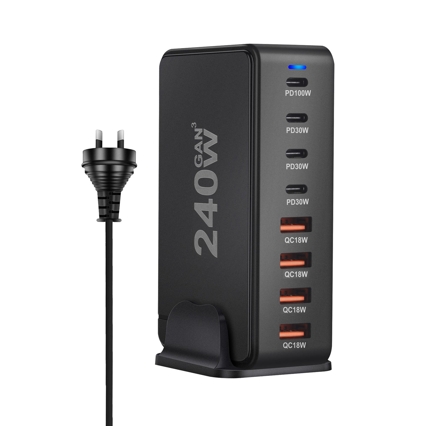 240W Desktop GaN Charger 8-port USB Type C PD Charger Fast Charge 3.0 USB Type C Fast Charger Mobile USB Charger