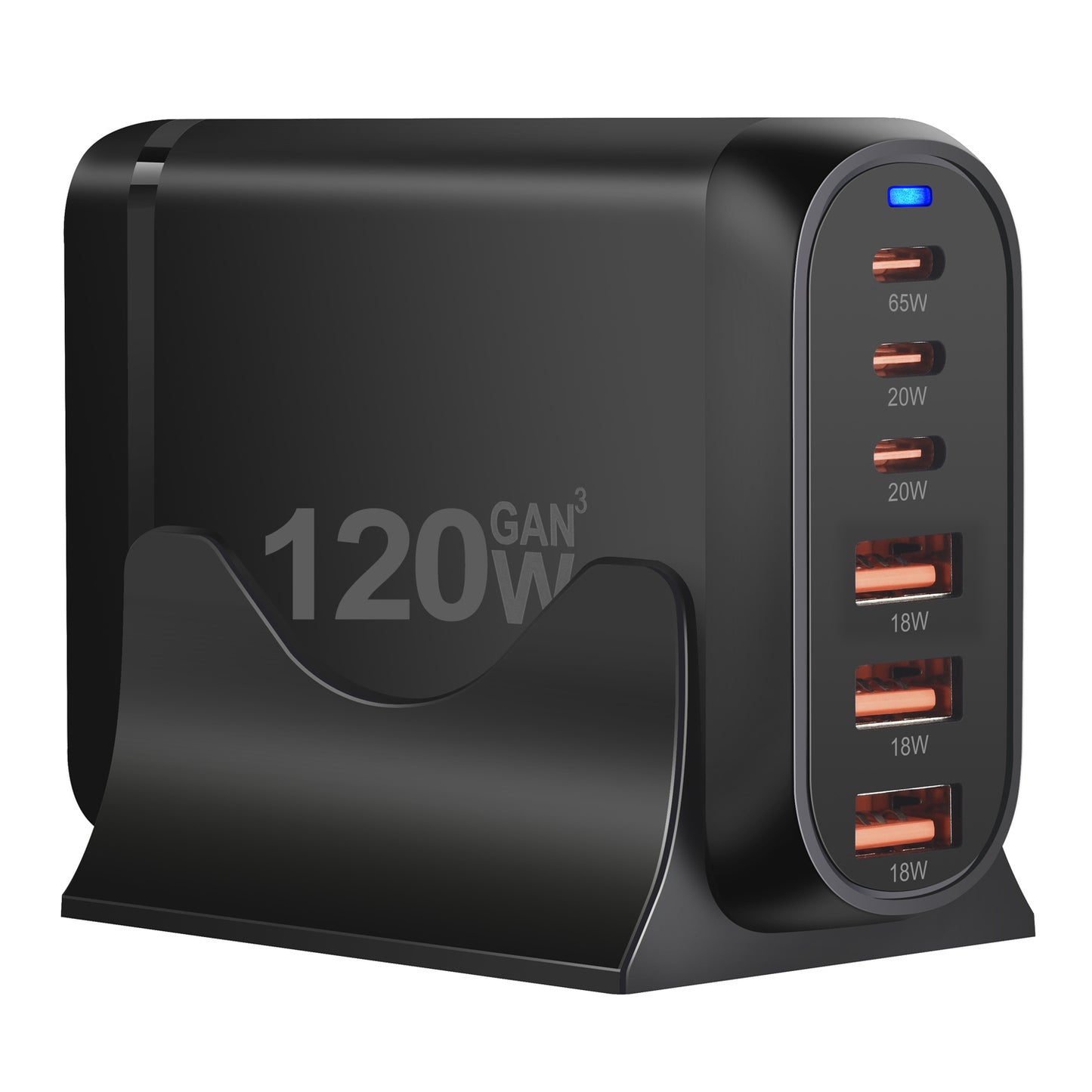 120W GAN Charger 6-port USB Type C PD Charger Fast Charge 3.0 USB Type C Fast Charger Mobile USB Charger Tablet Charger