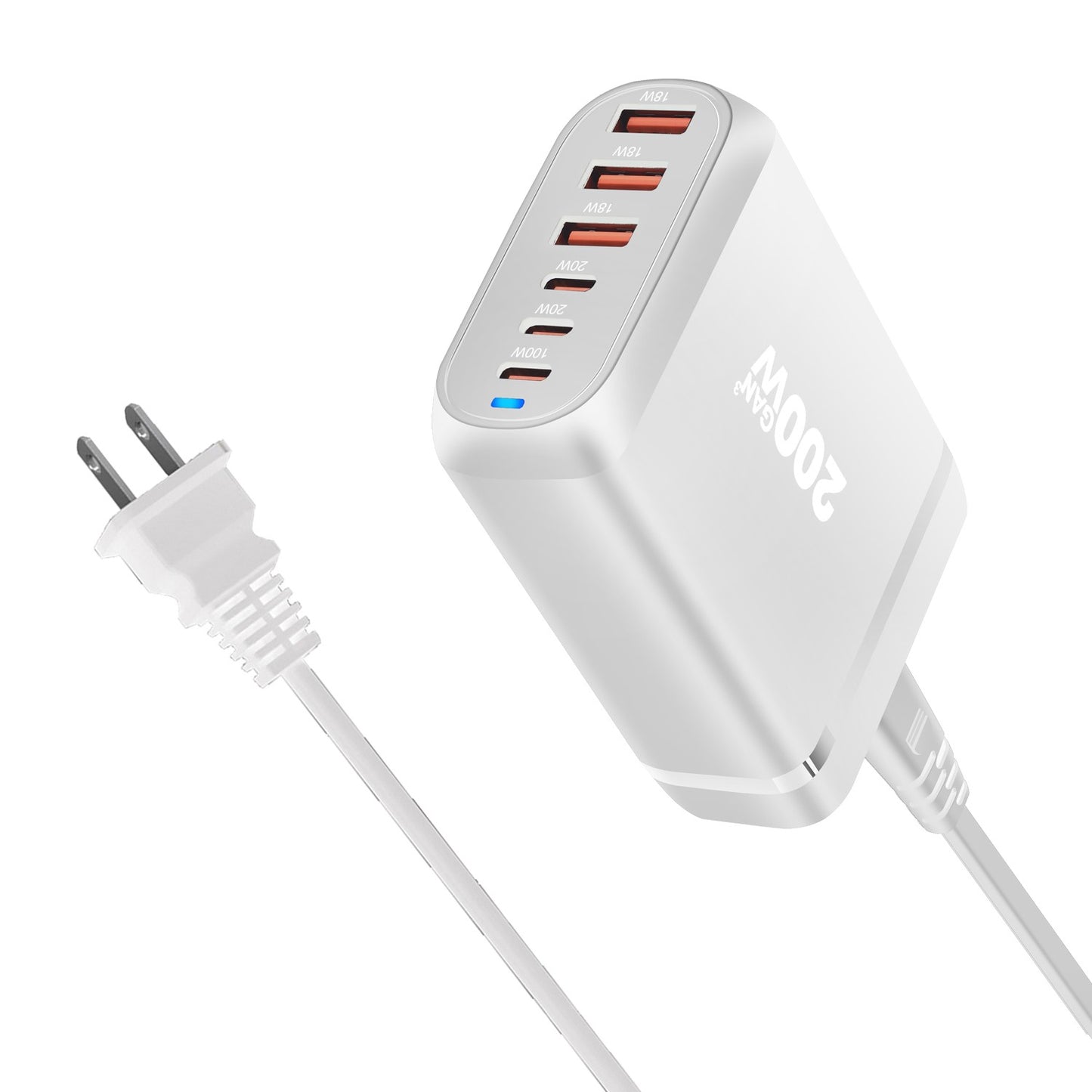 200W GaN Charger 6 Ports USB Type C PD Charger Quick Charge 3.0 USB Type C Quick Charger Mobile Phone USB Charger