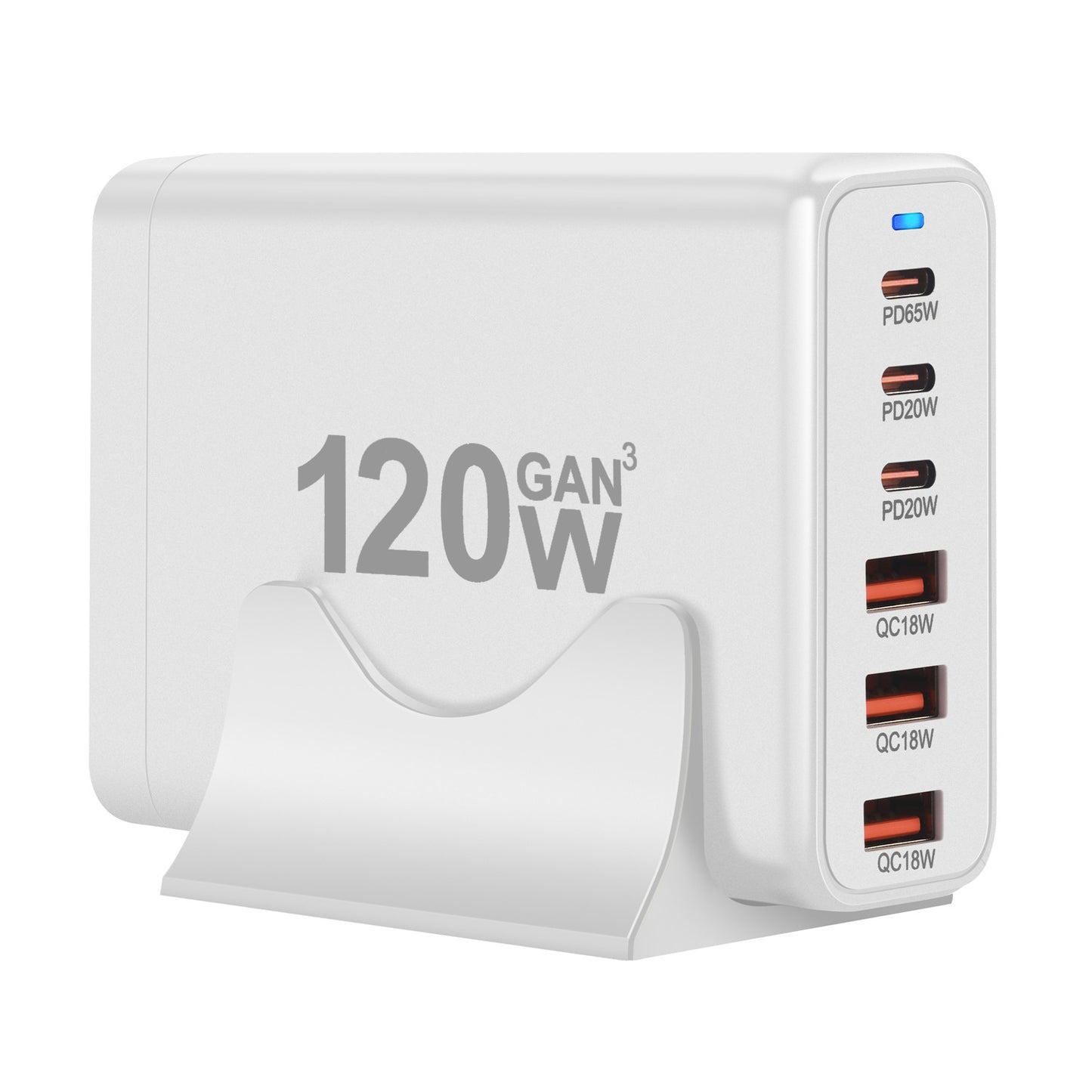 120W GAN Multi USB Charging Station 6 Port Hub Type C Charger PD Fast Charging Station Smart charger For iPhone Samsung Xiaom