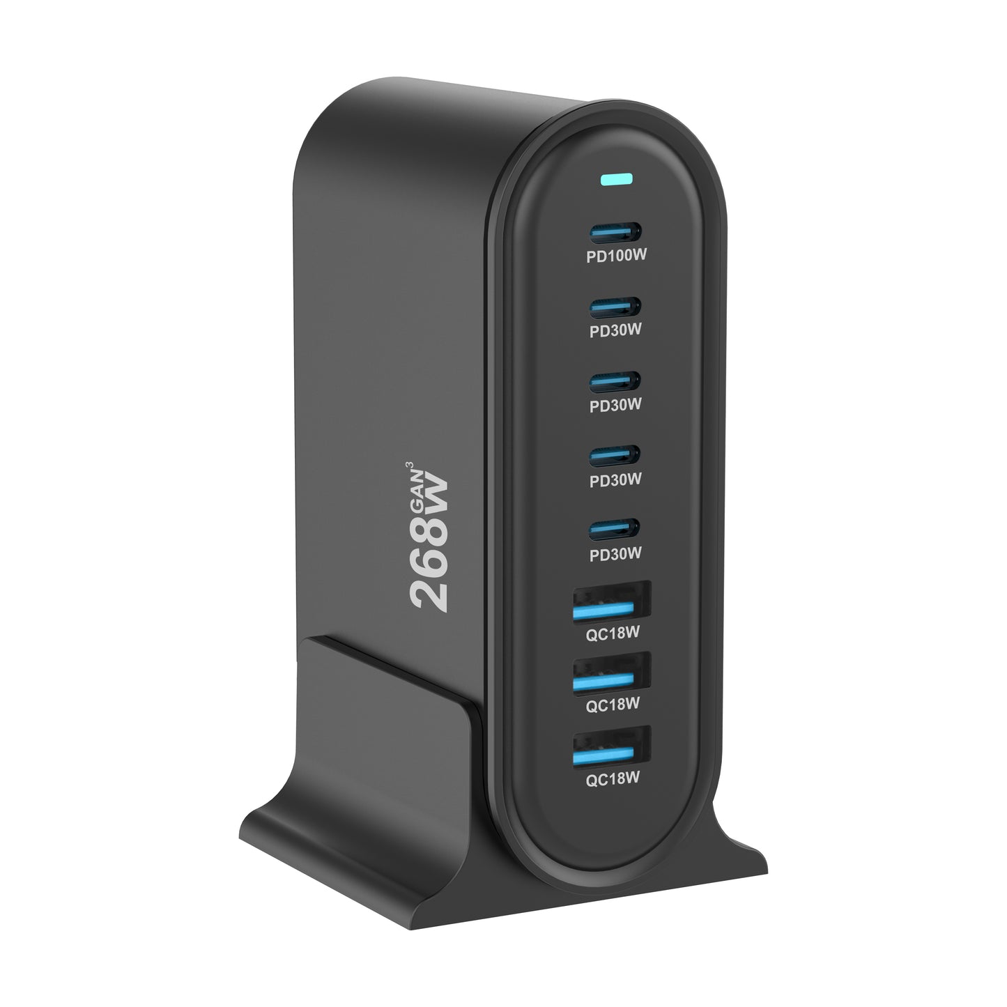 USB C Fast Charger GaN Charger 268W Multi-Port USB Charger 8-Port Charging Station Hub Fast Compact GaN Charger Power Adapter