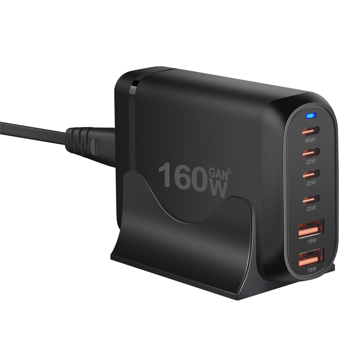 160W Gan Fast Charge 3.0 USB Type C Fast Charger Mobile 6-port USB Type C PD Charger Convenient To Carry Tablet Charger