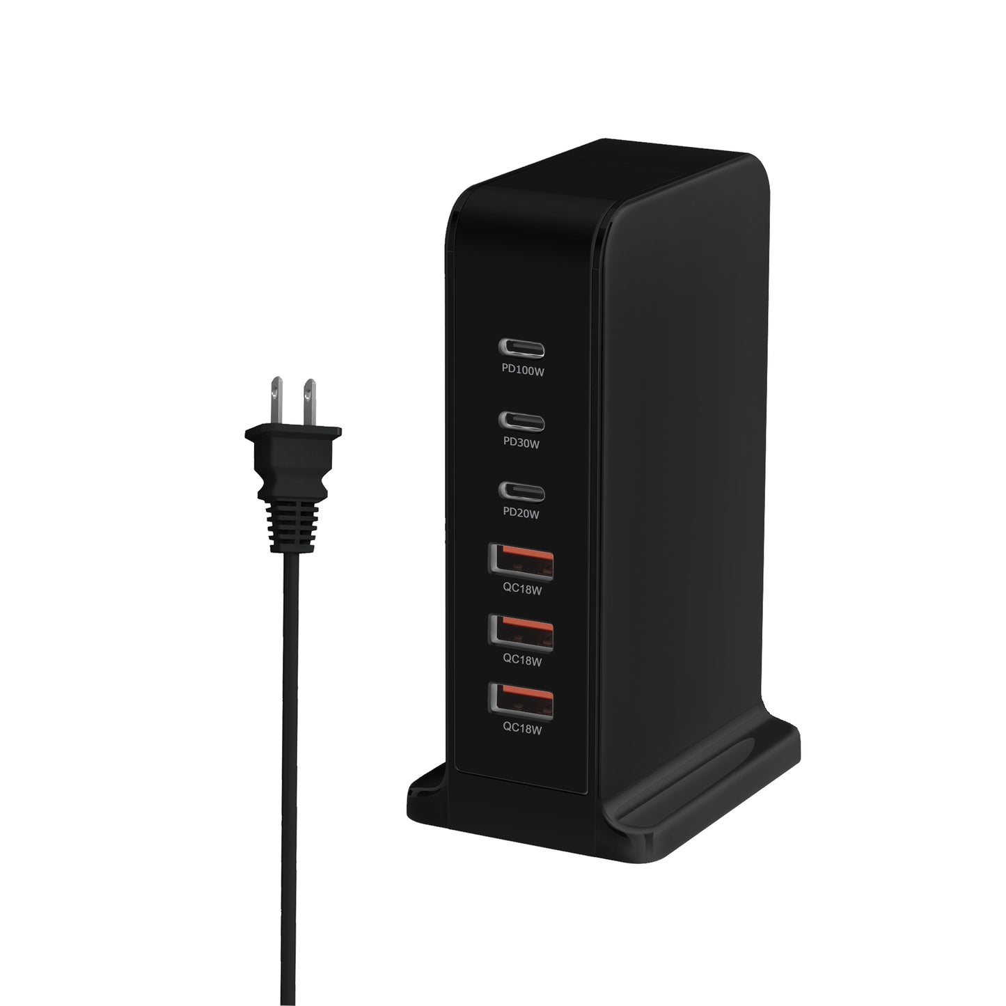 200W 168W Desktop GaN Quick PD Charger 6 Ports USB Type C USA EU AUS UK Plug Adapter Mobile Phone Laptop PC Charging Dock Stand