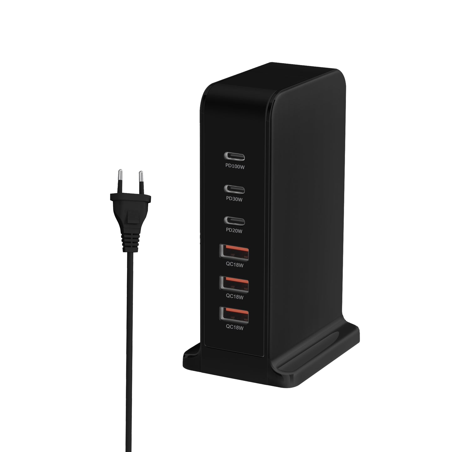 200W 168W Desktop GaN Quick PD Charger 6 Ports USB Type C USA EU AUS UK Plug Adapter Mobile Phone Laptop PC Charging Dock Stand