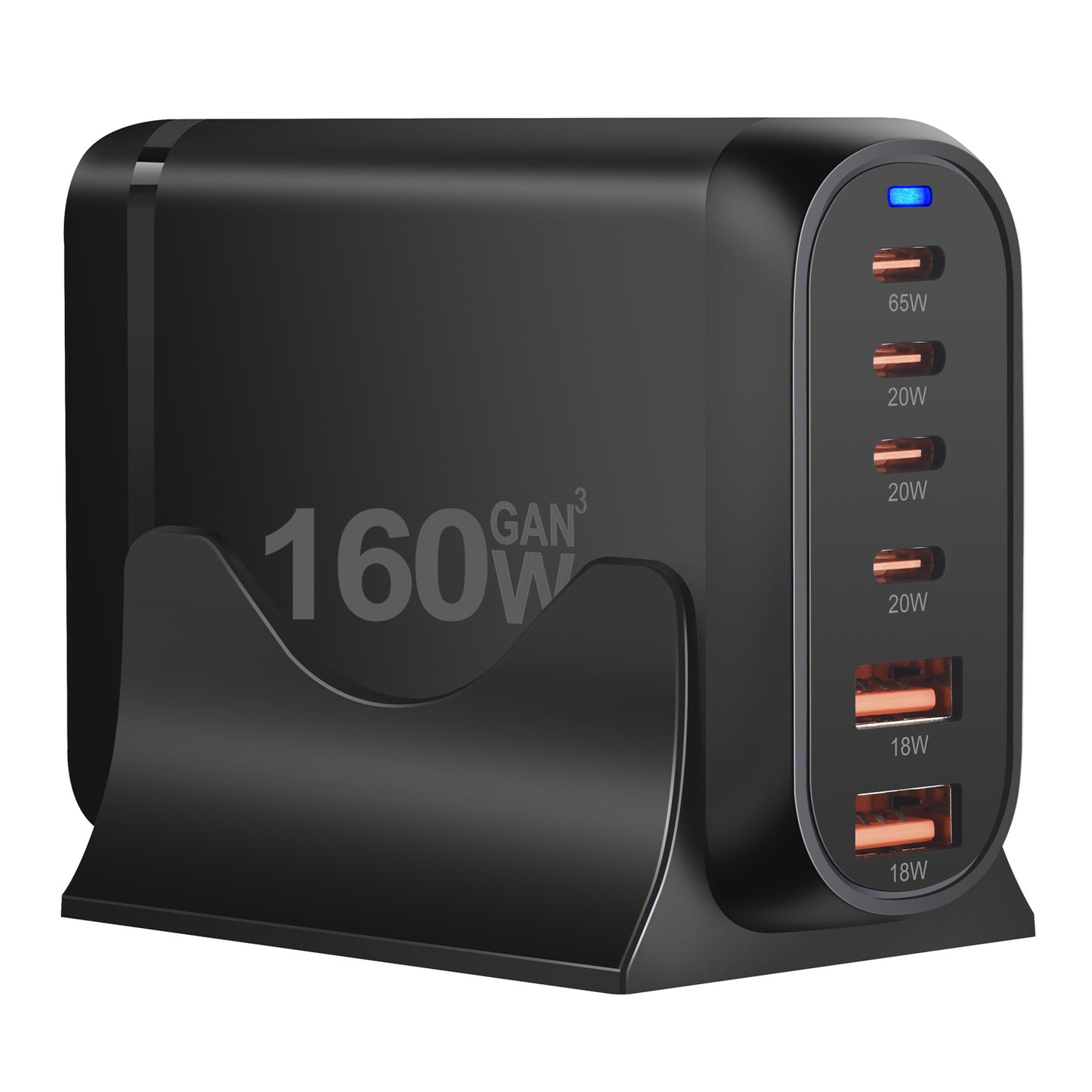 160W Gan Fast Charge 3.0 USB Type C Fast Charger Mobile 6-port USB Type C PD Charger Convenient To Carry Tablet Charger