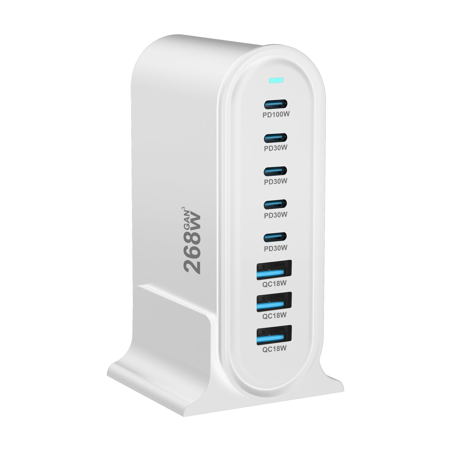 USB C Fast Charger GaN Charger 268W Multi-Port USB Charger 8-Port Charging Station Hub Fast Compact GaN Charger Power Adapter