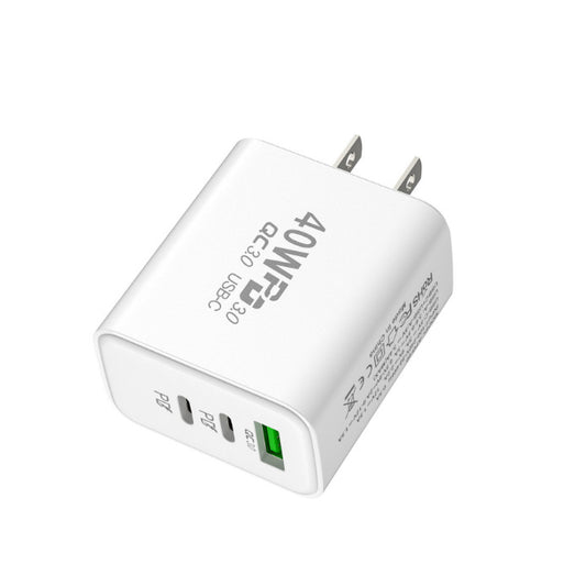 40W Dual PD+QC3.0 charger Cross-border New PD three-port charger 40W dual TYPE-C port adapter US